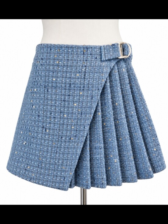 Maje Dresses & Skirts - Maje Paris Pleated Tweed Skort Metallic Boucle Wrap Mini SZ 38   US 6/8